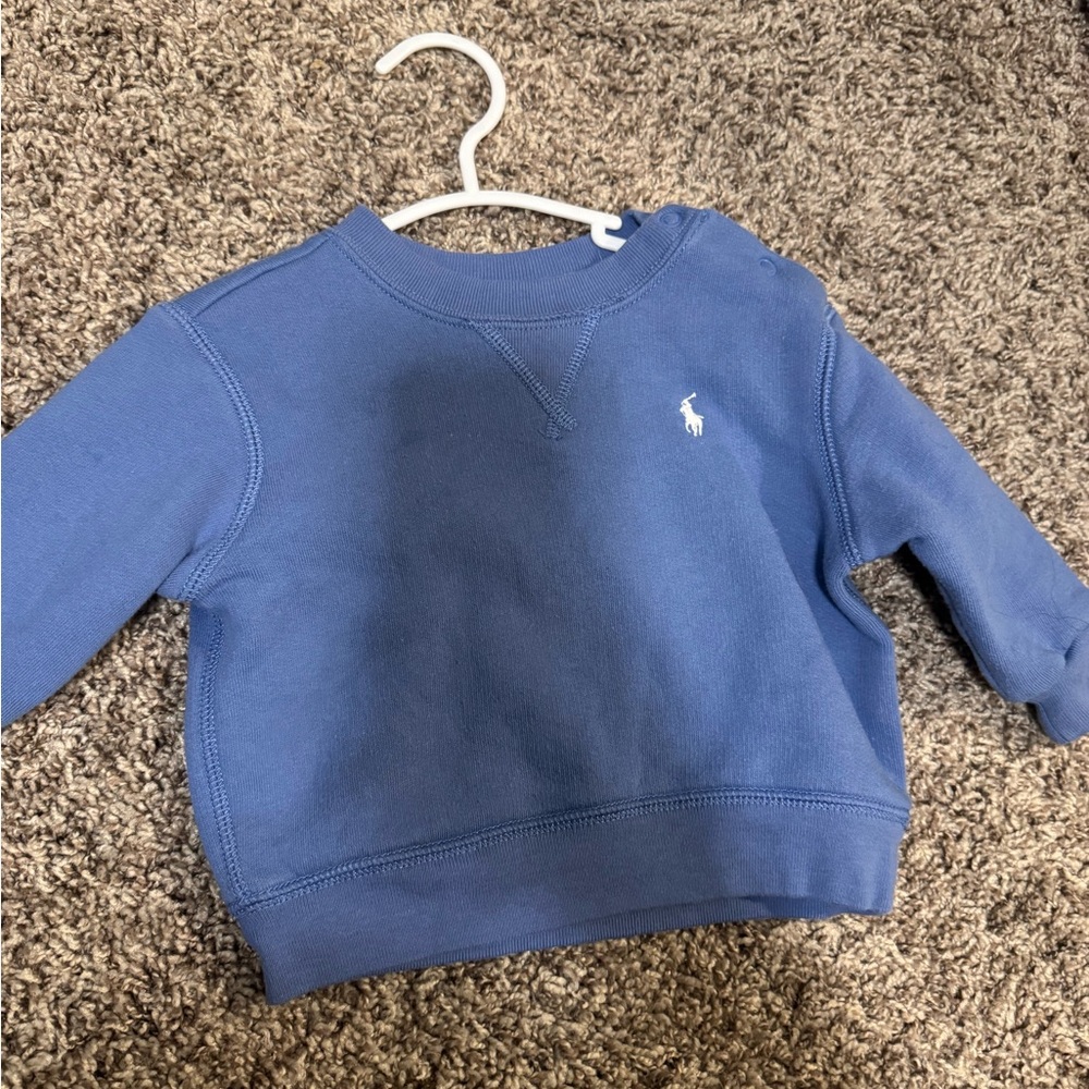Ralph Lauren Toddler Blue Crewneck Sweatshirt with Pony Logo